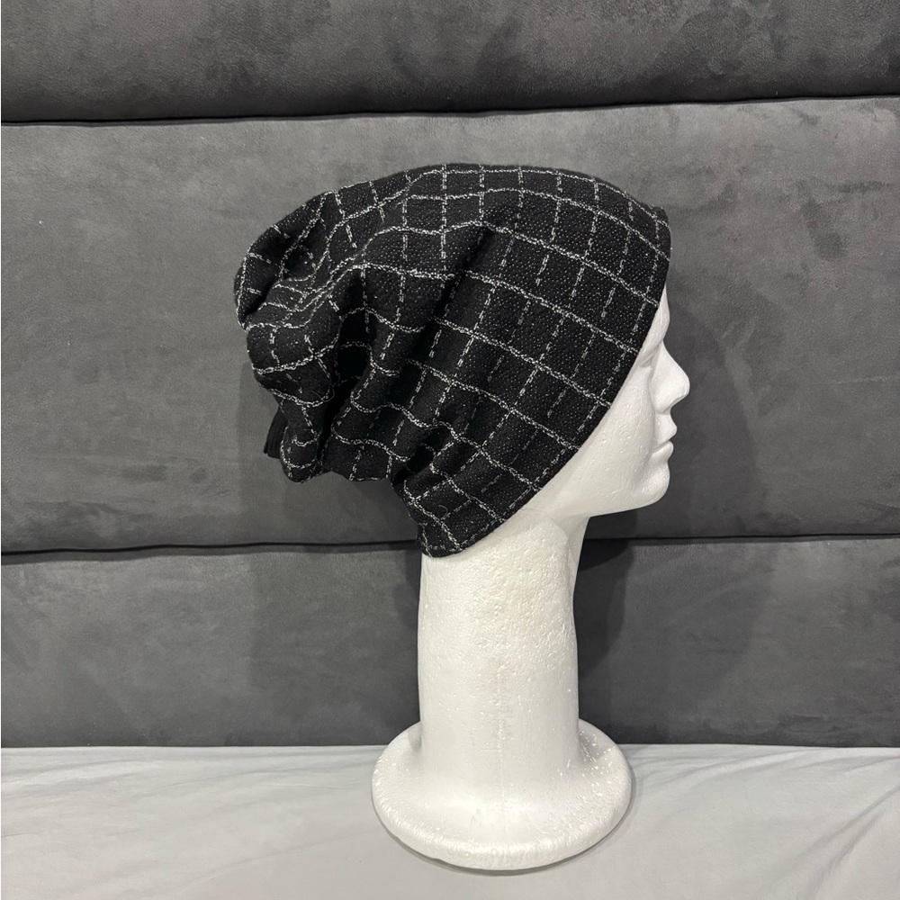 Black and White Checkered Beanie